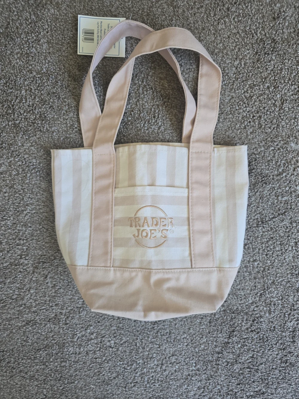 Pink Striped Canvas Tote Bag